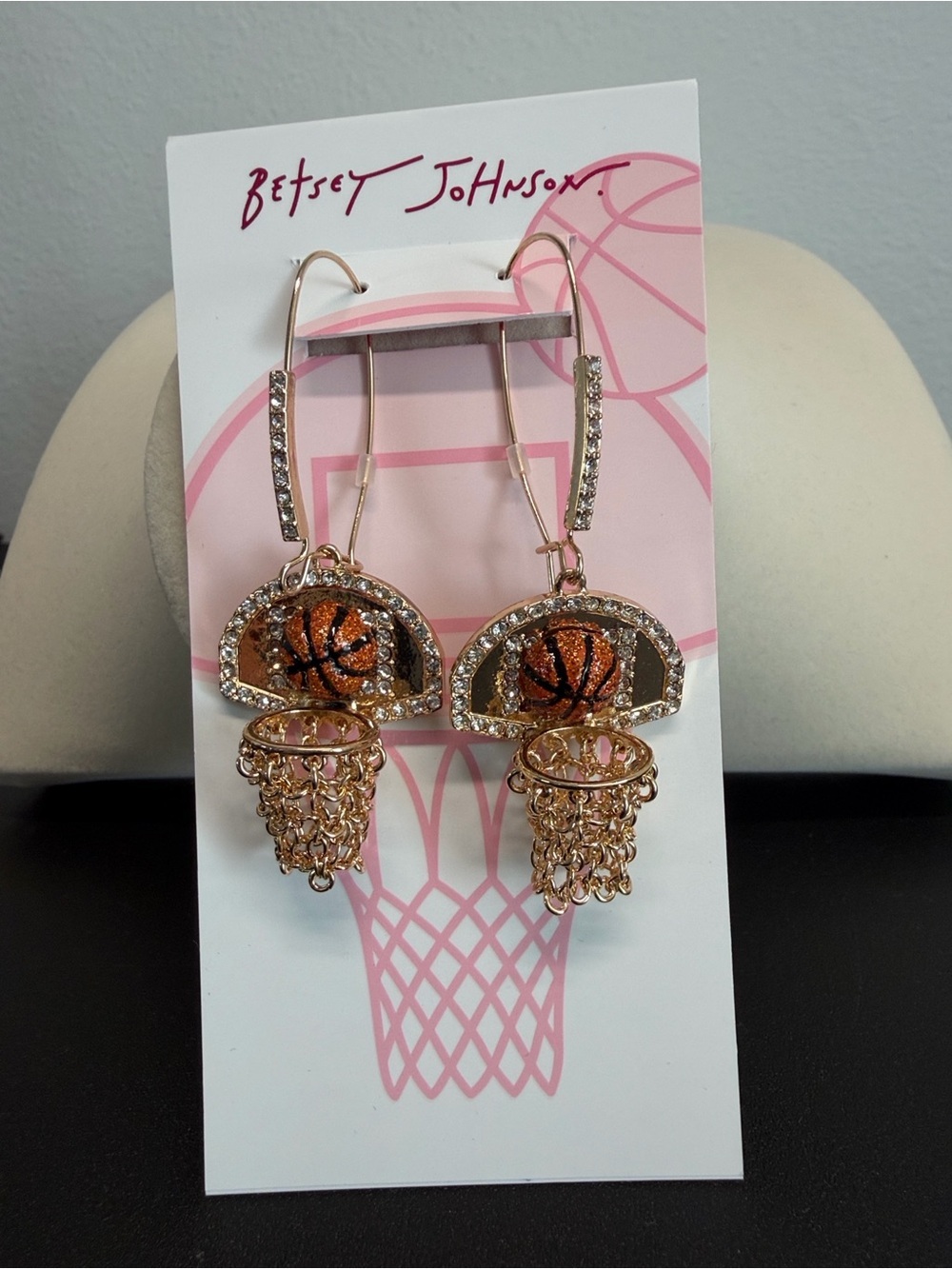 Betsey Johnson | Basketball Hoop Earrings with Rhinestones 🏀 - Picture 6 of 10